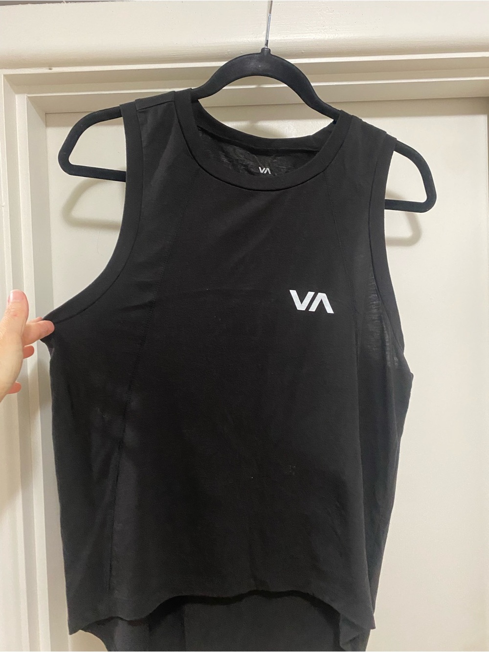 RVCA Black Cropped Muscle Tank with White VA Logo